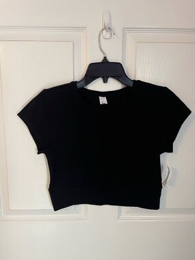 Black Cropped Tee Shirt
